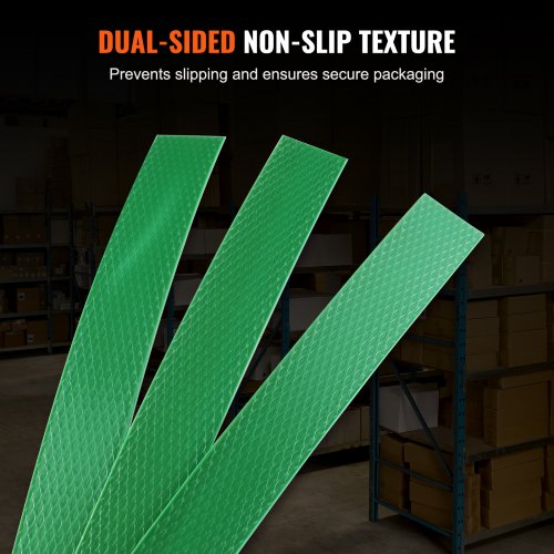 Rouleau de cerclage en polyester PET pour emballage, 1200 m x 15,9 mm x 0,8 mm, bobine de cerclage robuste pour palettes, haute résistance 450 kg, sangles d'emballage robustes et portables, vert | FR