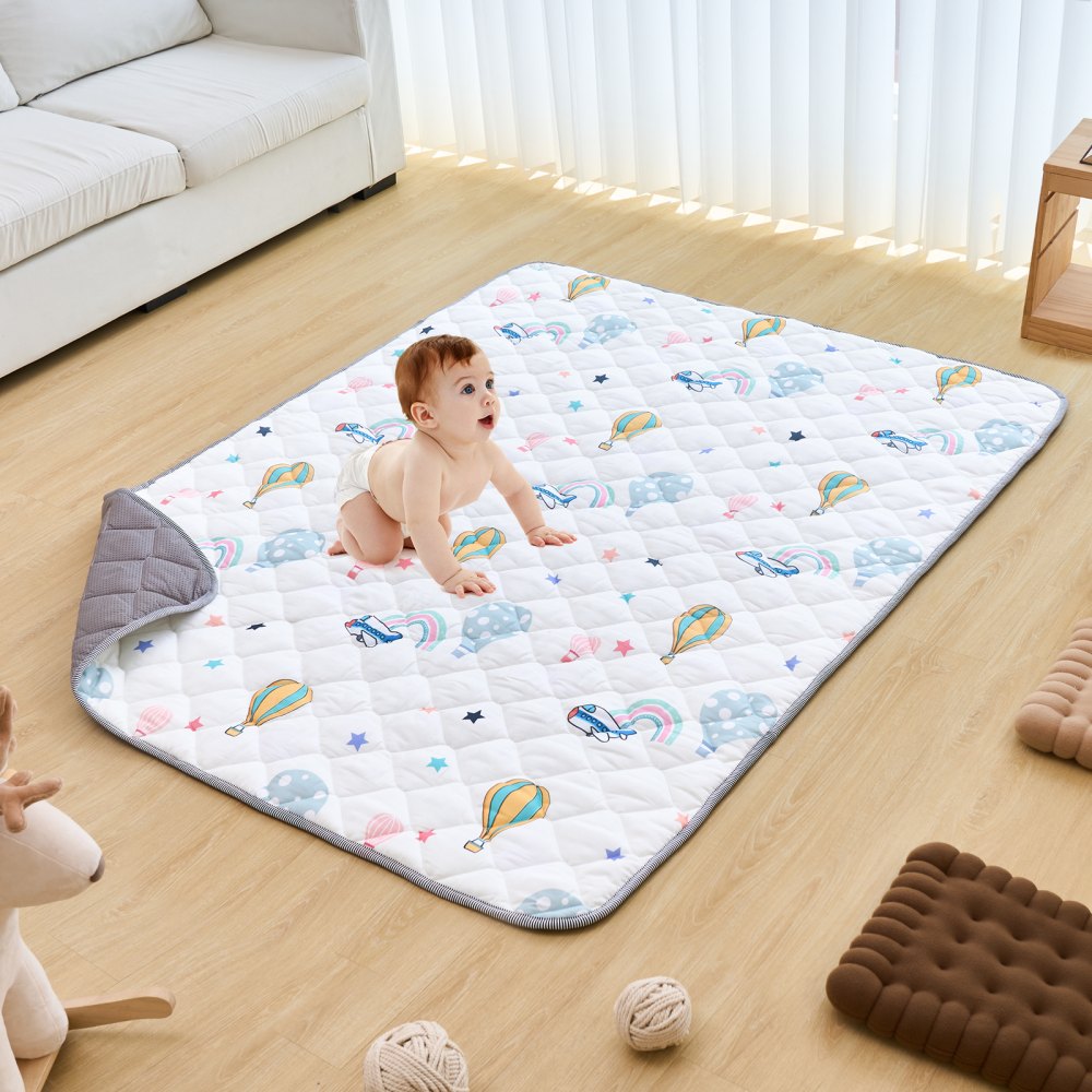 VEVOR Tapis de Jeu d'Activité Doux pour Bébés Enfants Nourrissons Maison 1,5x2 m