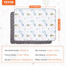 VEVOR Tapis de Jeu d'Activité Doux pour Bébés Enfants Nourrissons Maison 1,5x2 m