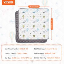 VEVOR Tapis de Jeu d'Activité Doux pour Bébés Enfants Nourrissons 1,27x1,27 m