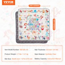 VEVOR Tapis de Jeu d'Activité Doux Épais pour Bébés Enfants Maison 1,27x1,27 m