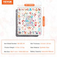 VEVOR Tapis de Jeu d'Activité Doux Épais pour Bébés Enfants Maison 1,5x1,8 m