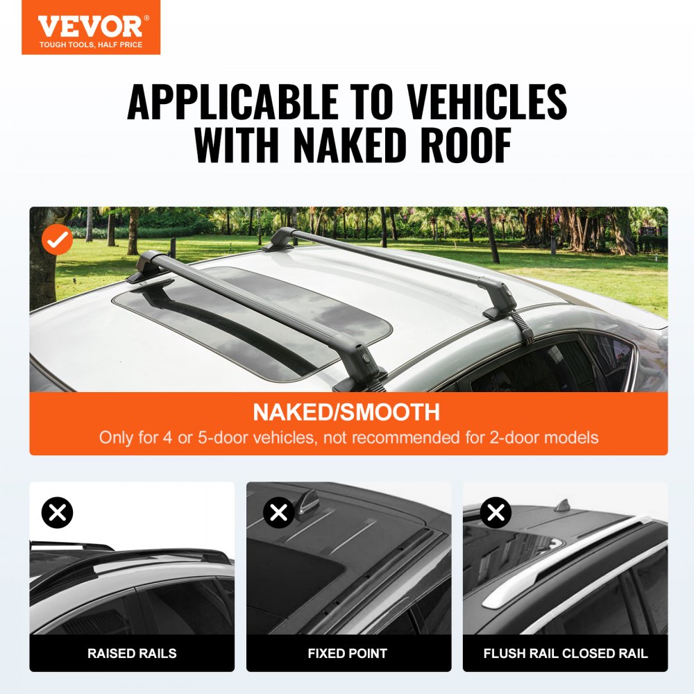 Barres transversales de toit universelles en crocodile ROKIOTOEX pour SUV  avec rails de toit surélevés Barres transversales Porte-bagages Aluminium  Noir 