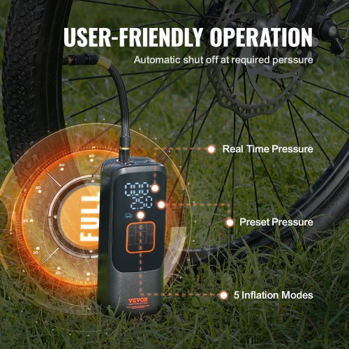 Gonfleur Pneus Voiture électrique Portable 150 PSI - Batterie 20000mAh, écran LCD, 5 Modes, Avec Lumière Et Powerbank