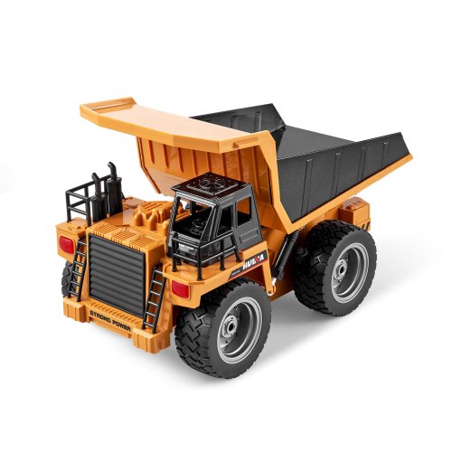 KIZJORYA Camion benne télécommandée, véhicule de chantier télécommandé pour enfants, avec lit en métal à 9 canaux, jouet de transport, cadeau pour garçons et filles de 4 à 12 ans