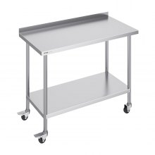 VEVOR Table de Préparation Cuisine Table de Travail Inox avec Roulettes 122x61cm