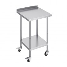 VEVOR Table de Travail Inox Table de Préparation avec Roulettes 61x61 cm Cuisine