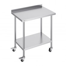 VEVOR Table de Travail Inox Table de Préparation avec Roulettes 91,4 x 61 cm