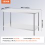 Table de préparation en acier inoxydable VEVOR, 30 x 60 x 34 pouces, modèle het-30*60