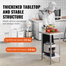 VEVOR Table de Travail Inox Table de Préparation 61x45,7x86,4 cm pour Cuisine