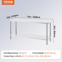 VEVOR Table de Travail Inox Table de Préparation 61x182,9x86,4 cm pour Cuisine