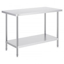 VEVOR Table de Travail Inox Table de Préparation 61x121,9x86,4 cm pour Cuisine