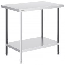 VEVOR Table de Travail Inox Table de Préparation 61x91,4x86,4 cm pour Cuisine