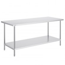 VEVOR Table de Travail Inox Table de Préparation 76,2x182,9x86,4 cm pour Cuisine