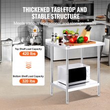 VEVOR Table de Travail en Inox Table de Préparation 76,2 x 61 cm pour Cuisine