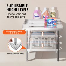 VEVOR Table de Travail en Inox Table de Préparation sur Roulettes 71,1x61x66 cm