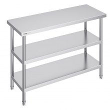 VEVOR Table de Travail en Inox Table de Préparation 45,7x121,9 cm pour Cuisine