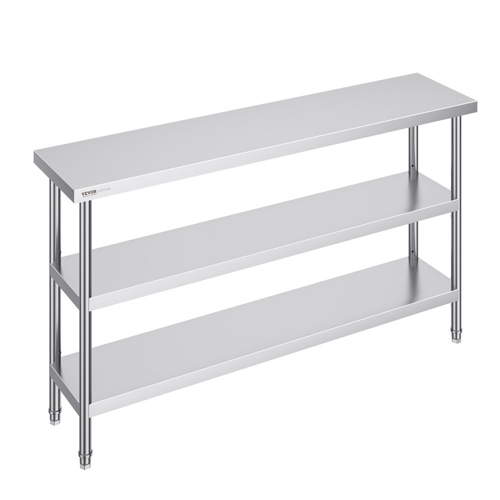 VEVOR Table de Travail en Inox Table de Préparation 35,6x152,4 cm pour Cuisine