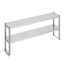 VEVOR Étagère Double en Inox à 2 Niveaux 30,5x152 cm pour Table de Préparation