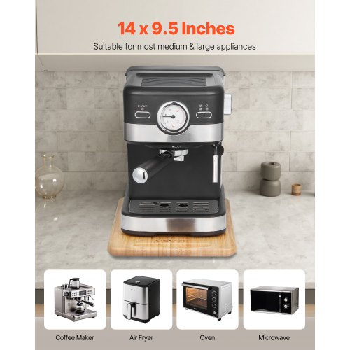 VEVOR Plateau Coulissant Appareils Cuisine 35.6x24.1cm Bois - Support Roulant Avec Roulettes Pour Cafetière Et Électroménager