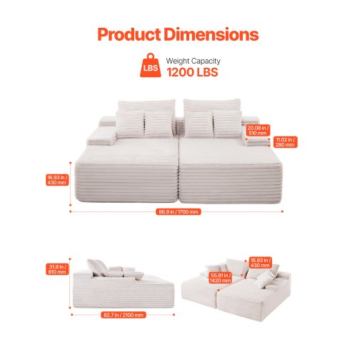 Canapé 2 Places En Velours Blanc - 176 Cm - Causeuse Confortable Avec Ressorts - Capacité 317 Kg