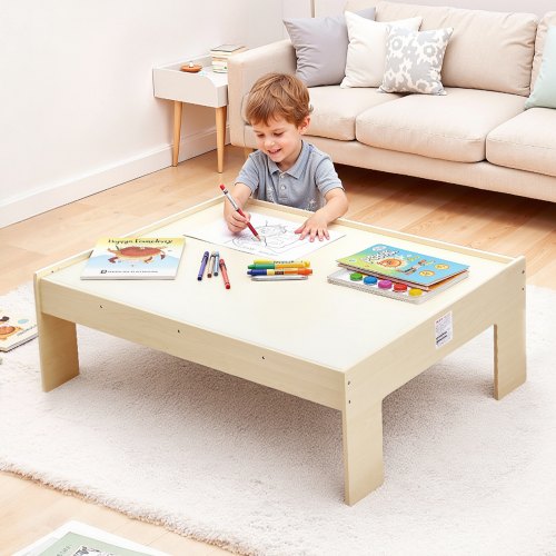 Table Circuit Train Bois 62 Pièces - Double Face Jeu/dessin - Tiroir Table Circuit Train Bois 62 Pièces - Double Face Jeu/dessin - Tiroir