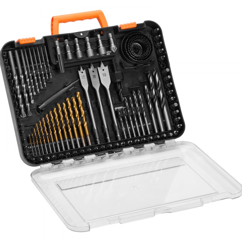 VEVOR Coffret de Forets et d'Embouts de Perceuse Tournevis 100PCs Kit de Perçage