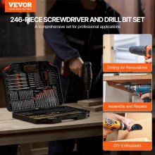 VEVOR Coffret de Forets et d'Embouts de Perceuse 246PCs Kit de Perçage Tournevis