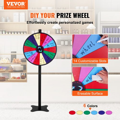Roue De Loterie 30 Cm Avec 14 Emplacements - Personnalisable à Sec - Pour Fêtes, Salons, Jeux - 3