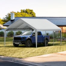 VEVOR Toile d'auvent de rechange pour abri de voiture, 6,1x4 m, bâche de tente de garage, imperméable protégée contre UV, élastiques à billes, gris (couverture supérieure uniquement, cadre non inclus)