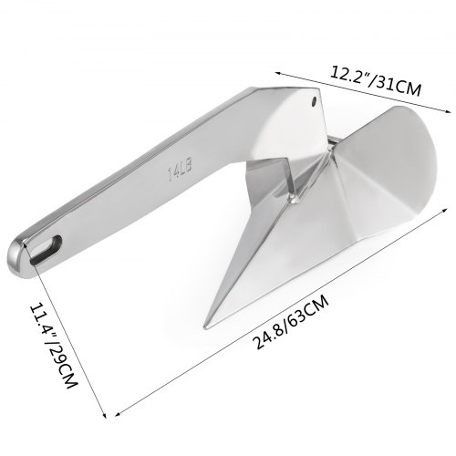 Ancre Marine De Forteresse 2 Kg En Acier Inoxydable - Pour Bateaux 17 à 22 Pieds