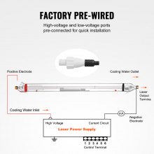 VEVOR Tube Laser CO2 90 W Verre Borosilicaté 1250 mm pour Découpe Gravure Laser