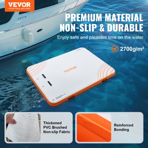 VEVOR Station d'accueil flottante gonflable, plateforme de 7 x 7 pieds, tapis d'eau antidérapant avec sac de transport portable et échelle détachable, radeau d'île pour piscine, plage, océan