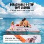 VEVOR Quai flottant gonflable, 4,57 x 1,98 m plate-forme de quai gonflable avec piscine maille 1,21 x 1,82 m, tapis d'eau antidérapante avec sac portable et échelle amovible pour détente piscine plage