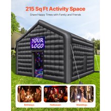 VEVOR Tente de fête gonflable pour discothèque 5 x 4 x 3,8 m avec lumières noir