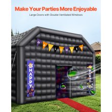 VEVOR Tente de fête grande tente cube gonflable de discothèque 9 x 6 x 4 m noir