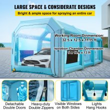 VEVOR Cabine de peinture gonflable tente peinture 12x5x4 m atelier garage bleu