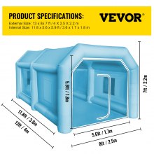 VEVOR Cabine de Peinture Gonflable Tente Peinture 4x2,5x2,2 m Atelier Garage