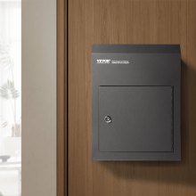 VEVOR Boîte aux lettres encastrable porte 304x150x405 mm avec serrure à clé noir