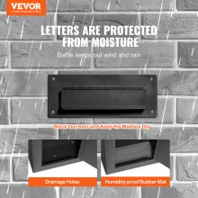 VEVOR Boîte aux lettres encastrable mur 330x178x430 mm avec serrure à code noir