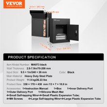 VEVOR Boîte aux lettres encastrable mur 330x178x430 mm avec serrure à code noir