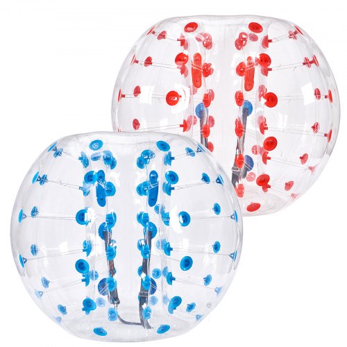 VEVOR Bulle Gonflable de 1,5 m 2PCs Pois Bleu et Rouge, Balle Pare Chocs à Bulles en PVC pour Hamster Humain 0,8 mm d'Épaisseur pour Adolescents et Adultes Jeux d'Équipe en Plein Air Jouets Pare-chocs