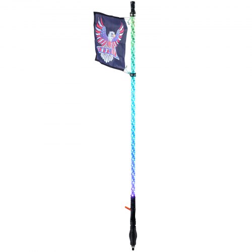 Lot 2 Fouets Lumineux LED 91cm VEVOR Avec Base Ressort - RVB Télécommande APP Pour UTV VTT