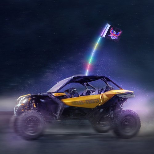 VEVOR Fouet Lumineux LED 91 Cm Télécommande APP - Étanche 360° RVB Pour UTV, VTT, Moto Et Véhicules Tout-Terrain