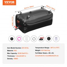 VEVOR Vessie de stockage d'eau 113 L réservoir d'eau portable pliable PVC noir