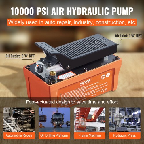 Pompe à Pied Hydraulique à Air 10000 Psi | Réservoir 2,3L | Pour Béliers, Presses & Réparation Auto - 6