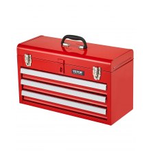 VEVOR Boîte Caisse Coffre Organisateur Outils en Métal 520 mm 3 Tiroirs Rouge