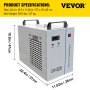 VEVOR Refroidisseur d'Eau Industriel CW-5200 Réservoir de Refroidissement 6 L Thermostat Précis Fonctions d'Alarme Multiples Poignées Conviviale
