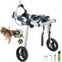 Fauteuil roulant pour chien VEVOR, cadre en aluminium réglable avec harnais de soutien, accessoires et outils inclus.