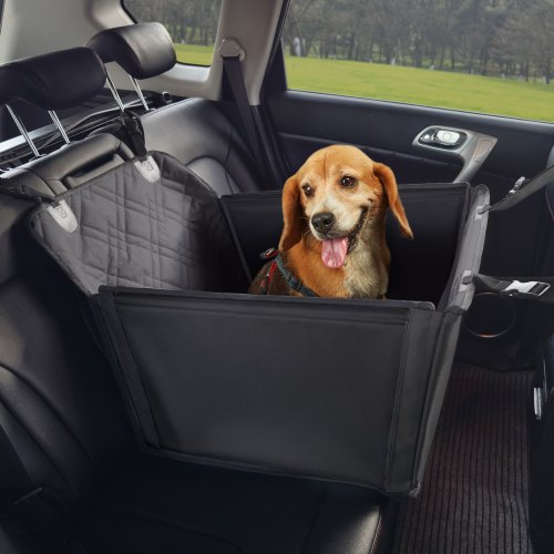 Siège Auto Pour Chien Taille L (76x52x57 Cm) - Rehausseur Lavable Avec Laisse De Sécurité - Gris - Pour Chiens Jusqu'à 25 Kg - 7